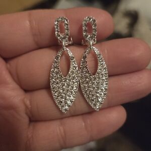 Crystal Pavé Drop Earrings - Silver Tone